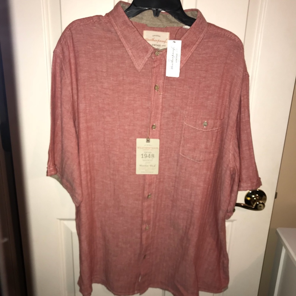 NWT WEATHERPROOF Linen Button Down Short Sleeve Shirt - Picture 1 of 7